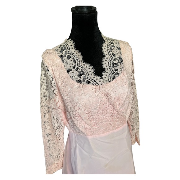 Vintage 1950s Lace Pink Dress Sheer Slip Union ILGWU - Picture 2 of 5